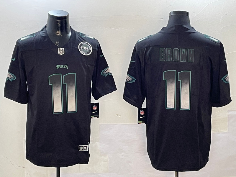 Men Philadelphia Eagles #11 Brown black 2025 Nike NFL jersey style 002